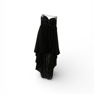 Speechless Black Strapless High Low Dress Sequins